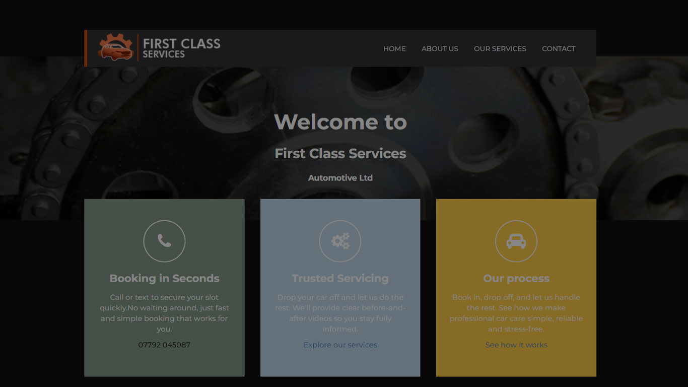 First Class Services Automotive website